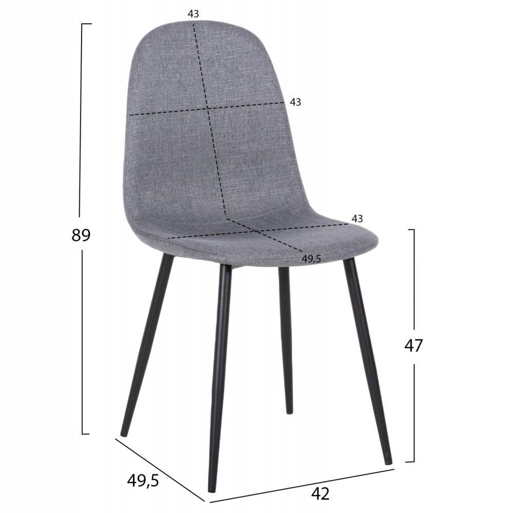 Σετ τραπεζαρίας "RAVEN" 5τμχ από κεραμικό/μέταλλο/ύφασμα σε χρώμα γκρι μαρμάρου/μαύρο/γκρι 120x70x73