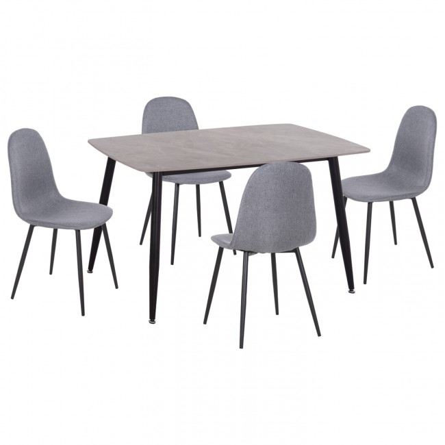 Σετ τραπεζαρίας "RAVEN" 5τμχ από κεραμικό/μέταλλο/ύφασμα σε χρώμα γκρι μαρμάρου/μαύρο/γκρι 120x70x73