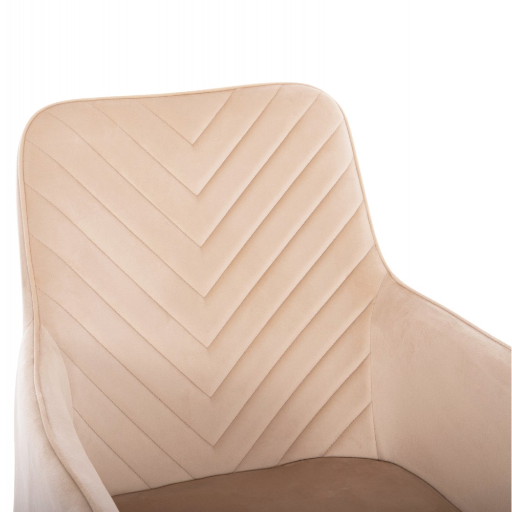 Σετ τραπεζαρίας "RAVEN" 7τμχ από κεραμικό/μέταλλο/βελούδο σε χρώμα λευκό μαρμάρου/μπεζ 160x80x74