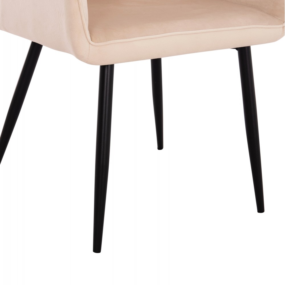 Σετ τραπεζαρίας "RAVEN" 7τμχ από κεραμικό/μέταλλο/βελούδο σε χρώμα λευκό μαρμάρου/μπεζ 160x80x74