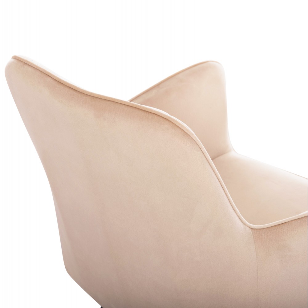 Σετ τραπεζαρίας "RAVEN" 7τμχ από κεραμικό/μέταλλο/βελούδο σε χρώμα λευκό μαρμάρου/μπεζ 160x80x74