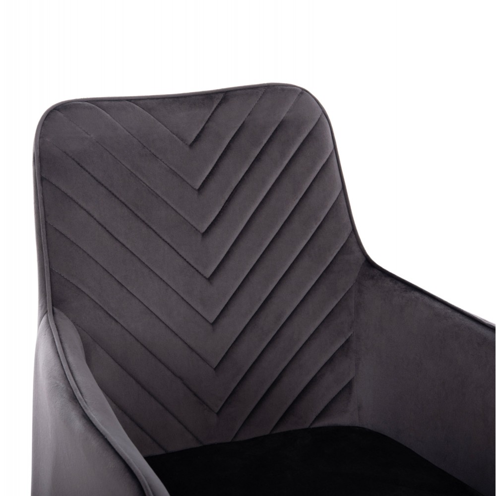 Σετ τραπεζαρίας "RAVEN" 7τμχ από κεραμικό/μέταλλο/βελούδο σε χρώμα γκρι μαρμάρου/γκρι 160x80x74