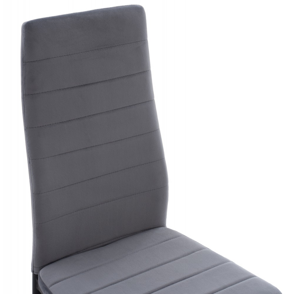 Σετ τραπεζαρίας "RAVEN" 5τμχ από κεραμικό/μέταλλο/βελούδο σε χρώμα γκρι μαρμάρου/γκρι 120x70x73