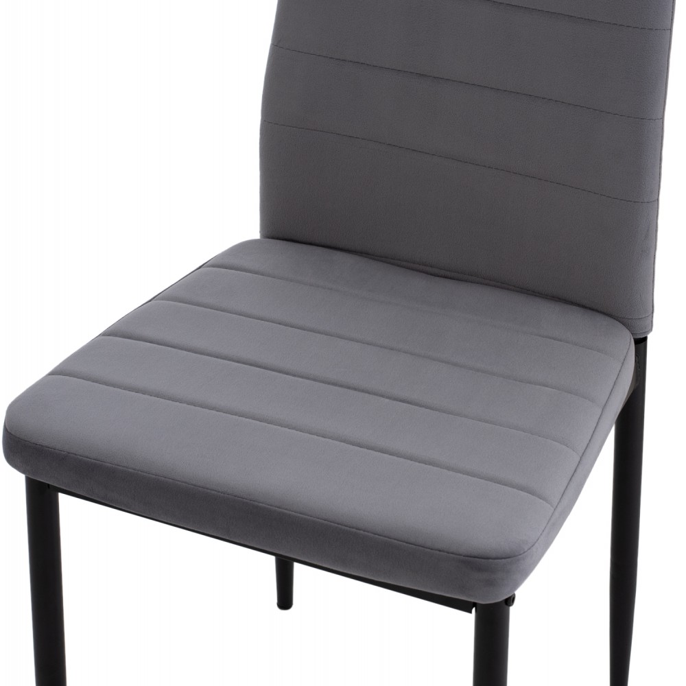 Σετ τραπεζαρίας "RAVEN" 5τμχ από κεραμικό/μέταλλο/βελούδο σε χρώμα γκρι μαρμάρου/γκρι 120x70x73