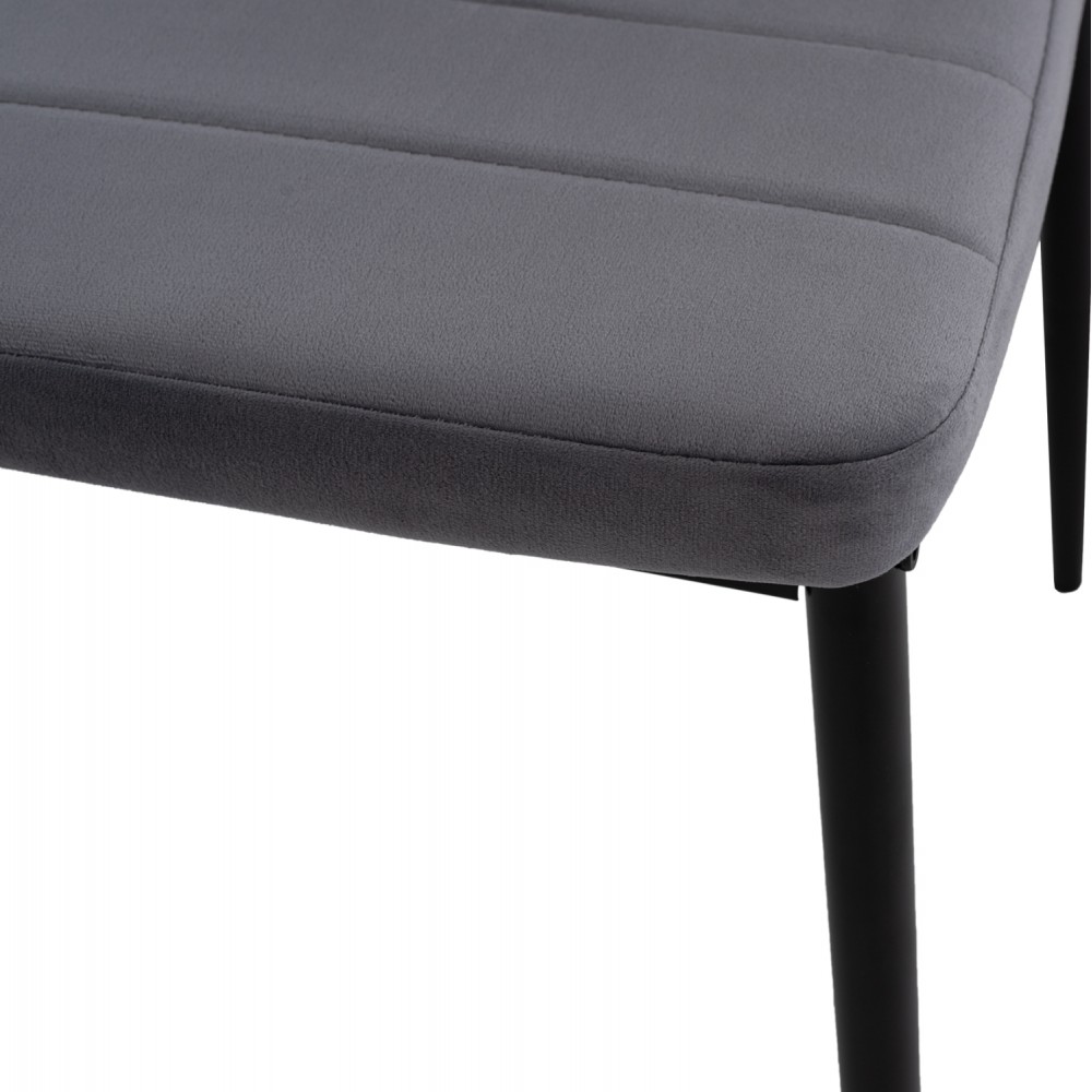 Σετ τραπεζαρίας "RAVEN" 5τμχ από κεραμικό/μέταλλο/βελούδο σε χρώμα γκρι μαρμάρου/γκρι 120x70x73