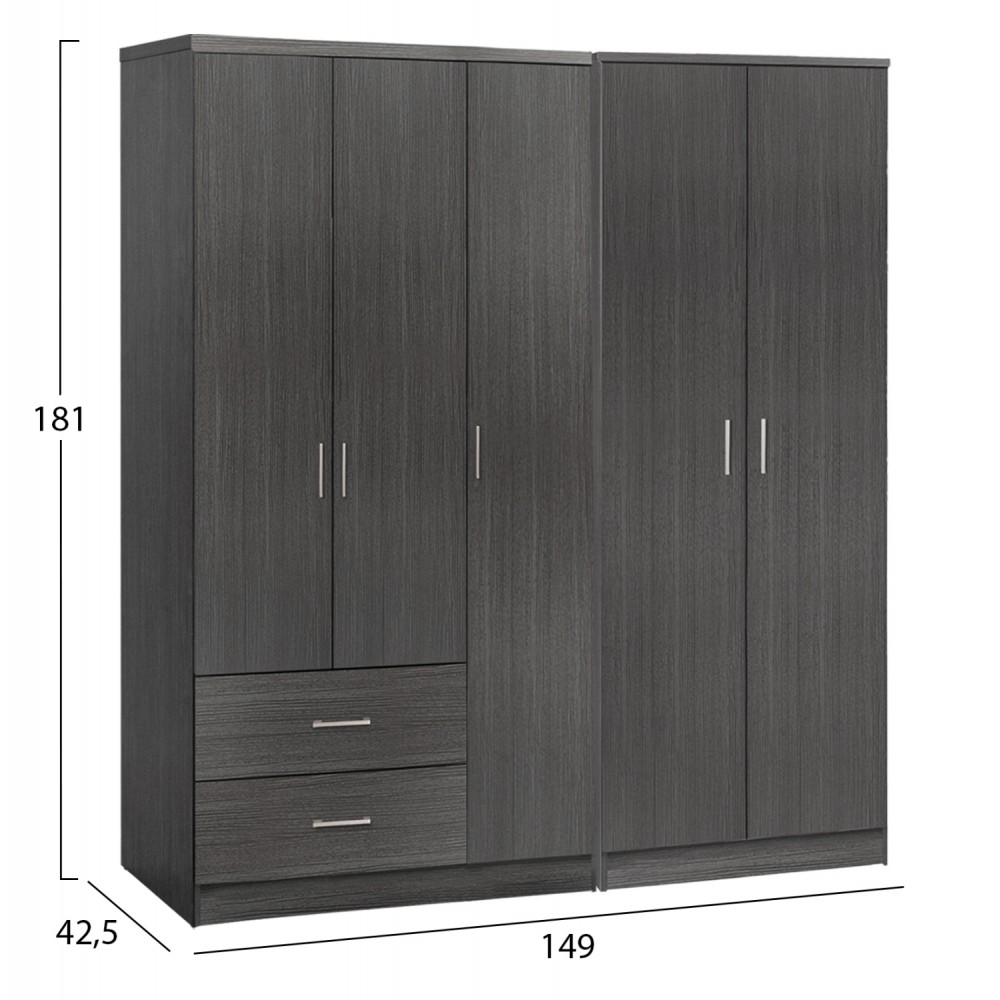 Ντουλάπα "CAESAR" πεντάφυλλη σε χρώμα ζεμπράνο 150x42.5x181