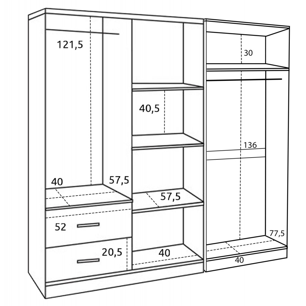 Ντουλάπα "BLAKELY" εξάφυλλη σε χρώμα ζεμπράνο 201x43x181