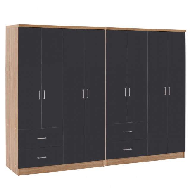 Ντουλάπα "BRIANA" οκτάφυλλη σε χρώμα σκούρο γκρι/σονόμα 241x42.5x180.5