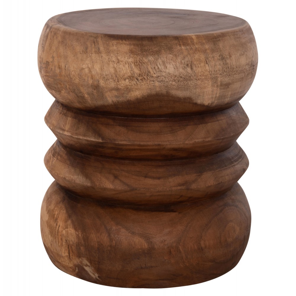 Σκαμπό κυλινδρικό "BELLOWS" από μασίφ ξύλο σε χρώμα φυσικό Φ40x45