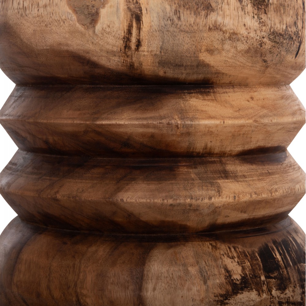 Σκαμπό κυλινδρικό "BELLOWS" από μασίφ ξύλο σε χρώμα φυσικό Φ40x45