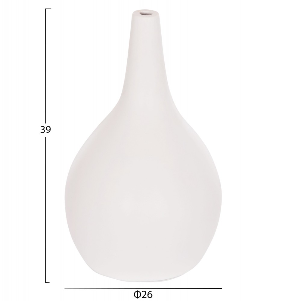 Σετ επιτραπέζια διακοσμητικά βάζα "DENI" 3τμχ από fiber cement σε χρώμα λευκό