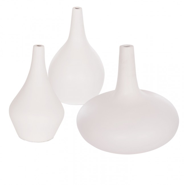 Σετ επιτραπέζια διακοσμητικά βάζα "DENI" 3τμχ από fiber cement σε χρώμα λευκό