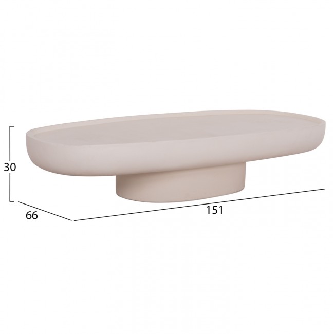 Τραπέζι σαλονιού "DESSY" από fiber cement σε χρώμα λευκό 151x66x30