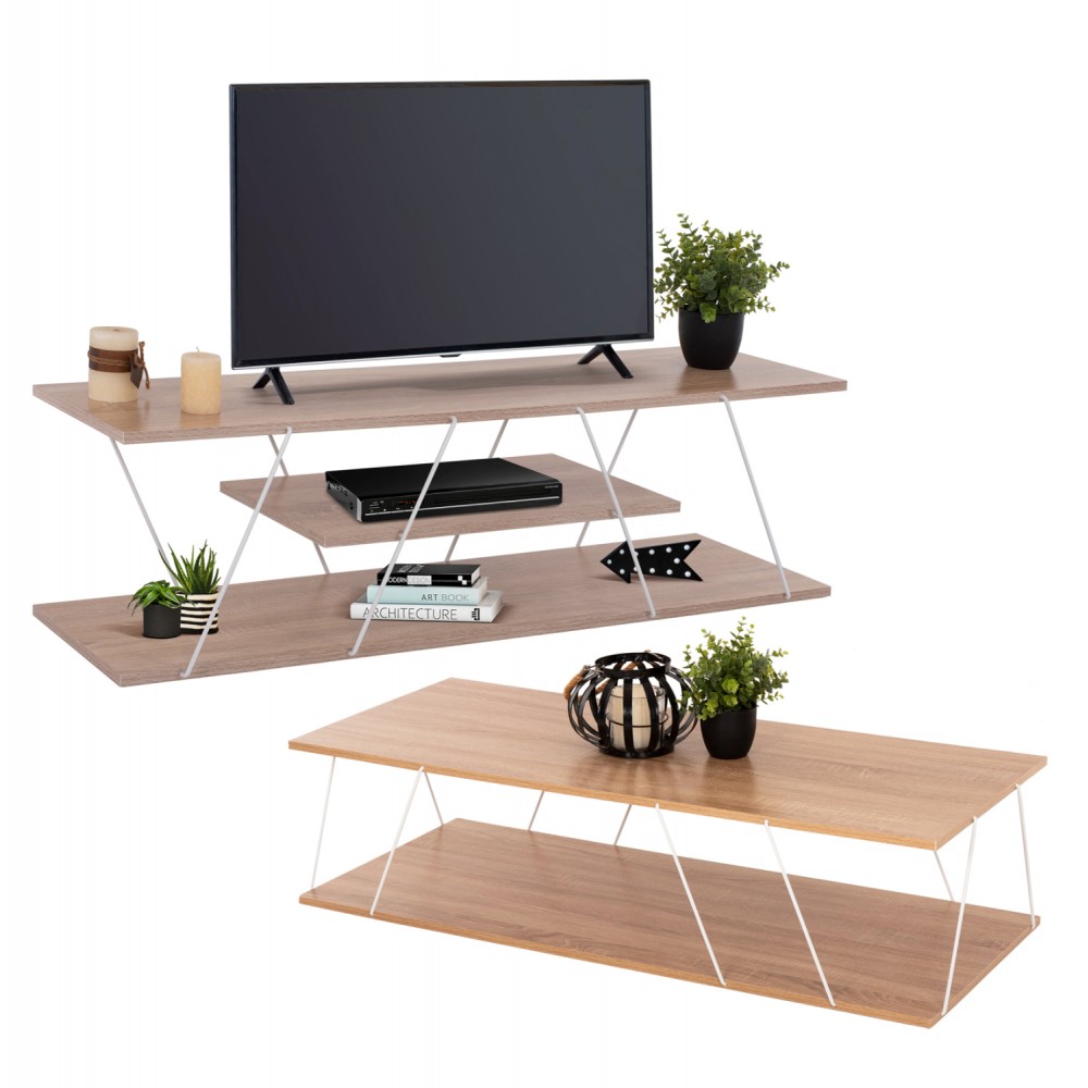 Σύνθεση σαλονιού "TARS" 2τμχ σε χρώμα σονόμα/λευκό 120x50x30