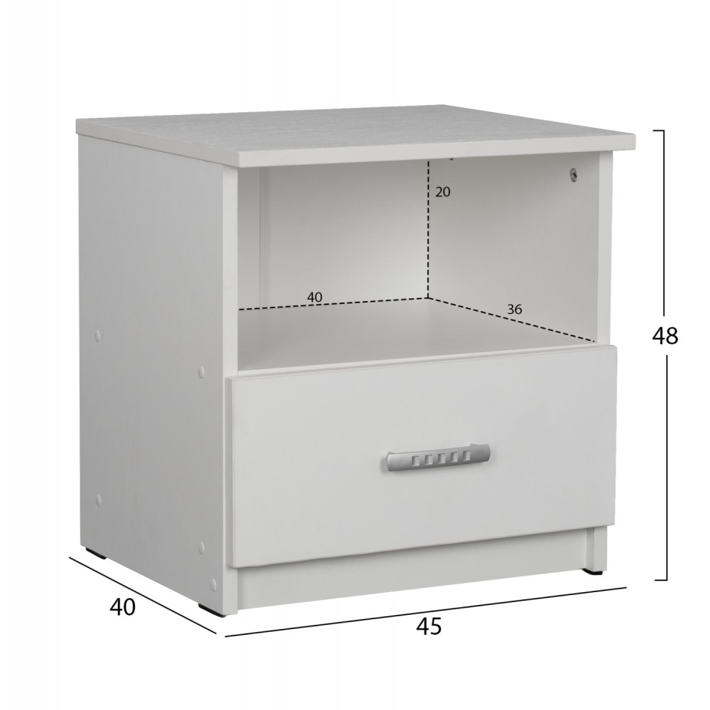 Σετ κρεβατοκάμαρας "ADLER" 6τμχ σε χρώμα λευκό 170x205x95