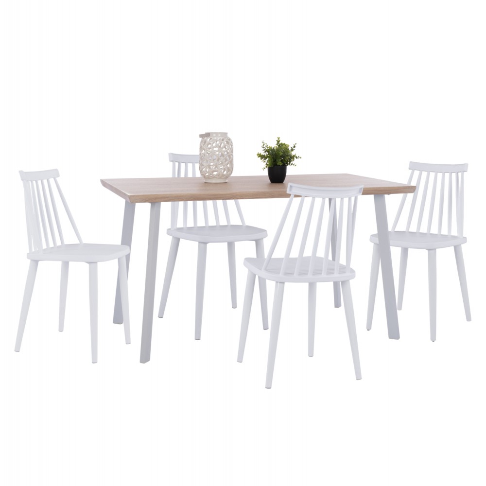 Σετ τραπεζαρίας "OFIRA" 5τμχ από mdf σε χρώμα σονόμα/λευκό 140x80x76