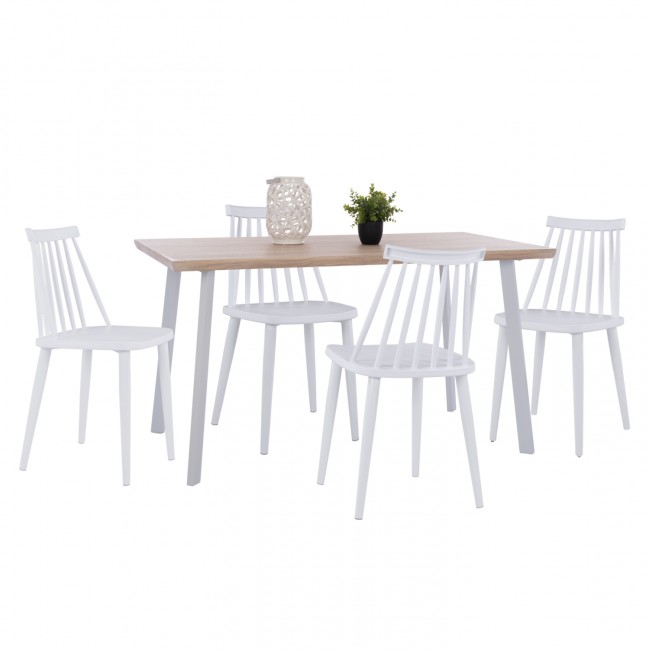 Σετ τραπεζαρίας "OFIRA" 5τμχ από mdf σε χρώμα σονόμα/λευκό 140x80x76