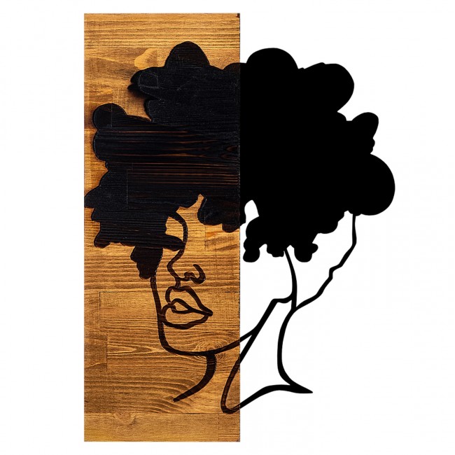 Διακοσμητικό τοίχου από ξύλο/μέταλλο σε χρώμα φυσικό/μαύρο 35x3x50