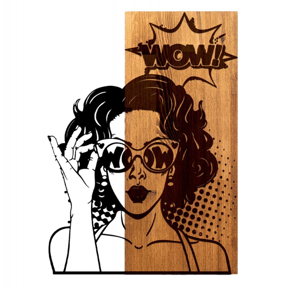 Διακοσμητικό τοίχου από ξύλο/μέταλλο σε χρώμα φυσικό/μαύρο 42x3x58