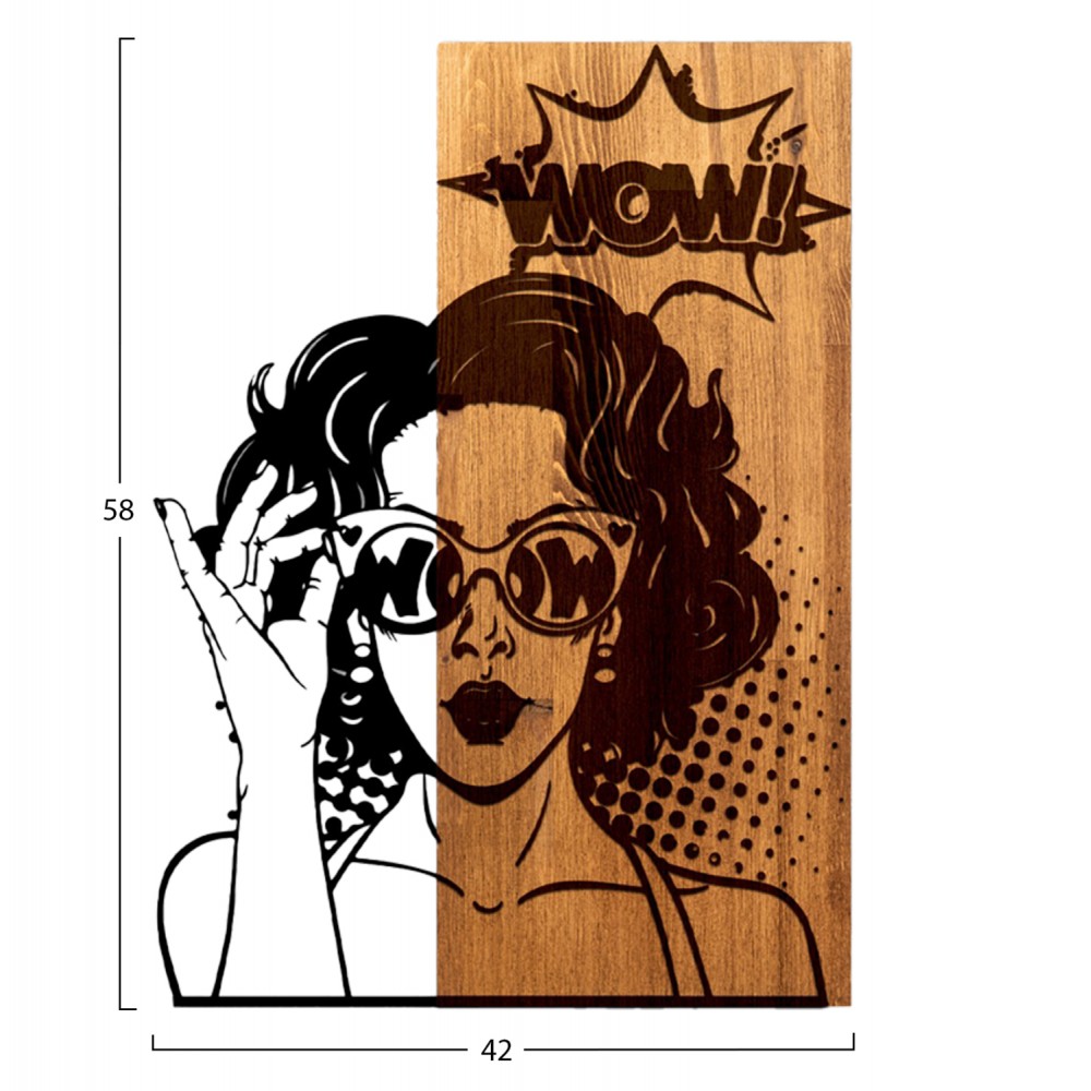 Διακοσμητικό τοίχου από ξύλο/μέταλλο σε χρώμα φυσικό/μαύρο 42x3x58