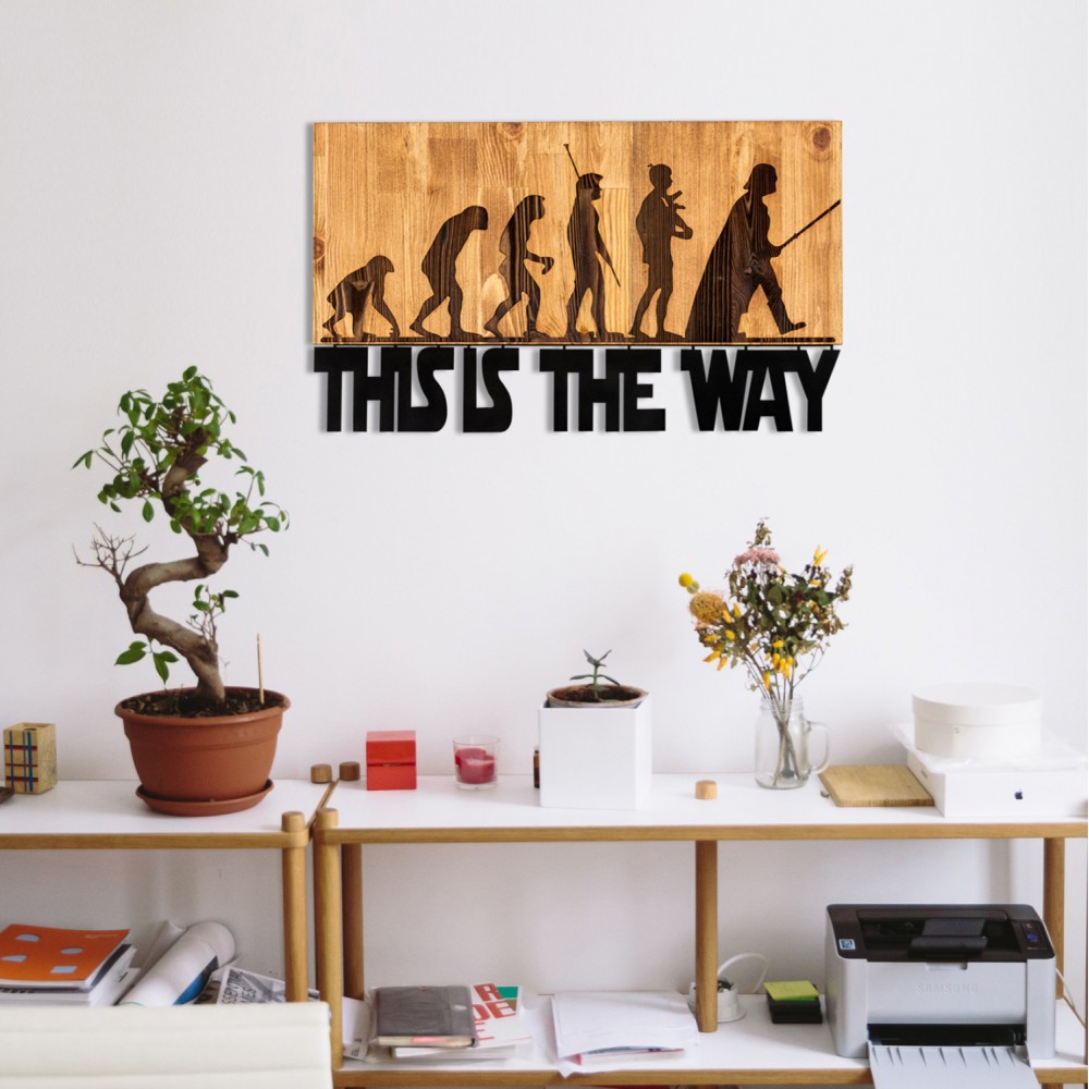 Διακοσμητικό τοίχου από ξύλο/μέταλλο σε χρώμα φυσικό/μαύρο 58x3x37