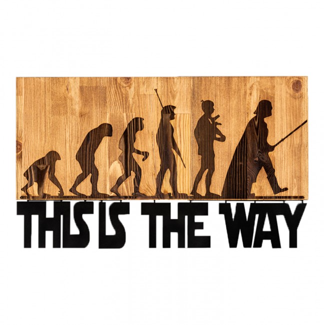 Διακοσμητικό τοίχου από ξύλο/μέταλλο σε χρώμα φυσικό/μαύρο 58x3x37