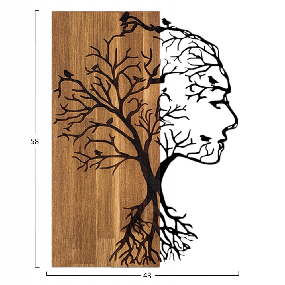 Διακοσμητικό τοίχου από μέταλλο/ξξύλο σε χρώμα μαύρο/φυσικό 43x3x58