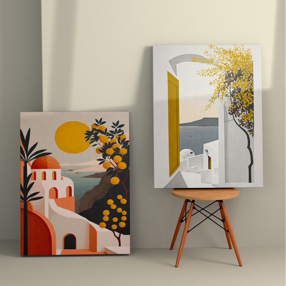 Πίνακας τοίχου 2τμχ "GOBI" σε εκτυπωμένο καμβά 50x3x70