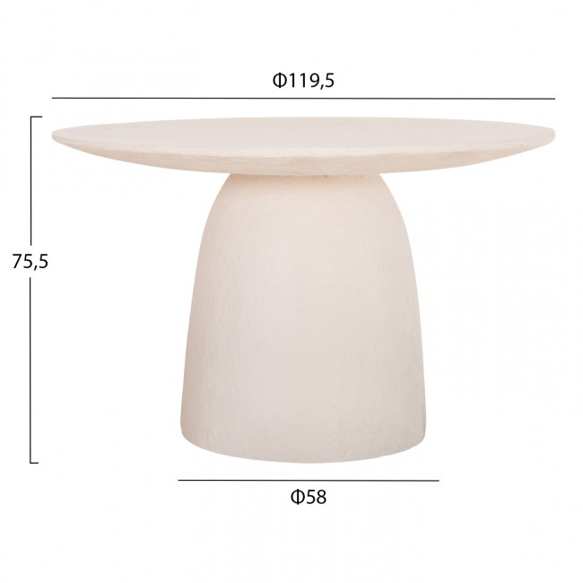 Τραπέζι "SEPPO" από fiber cement σε χρώμα λευκό Φ119.5x75.5