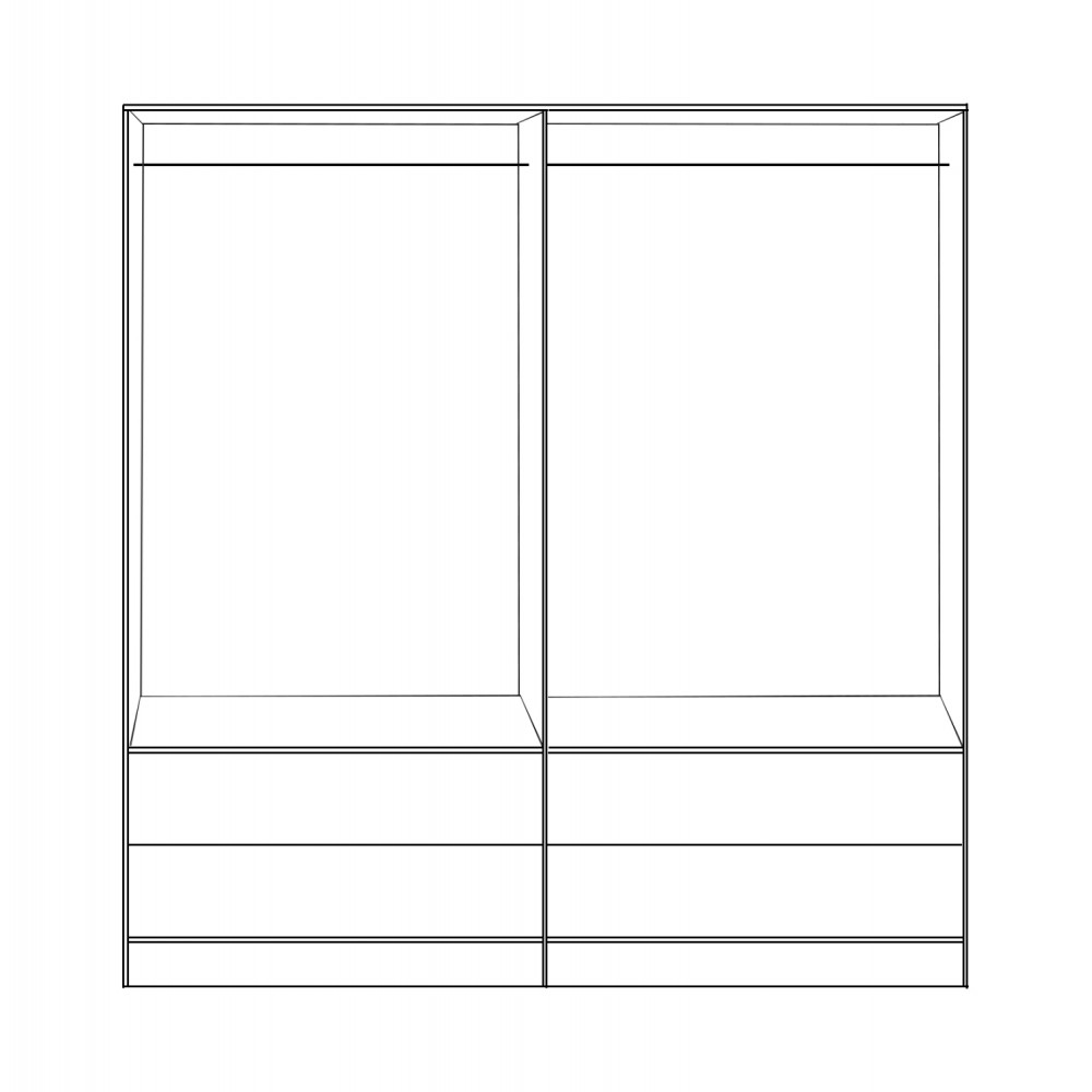 Ντουλάπα "REINA" τετράφυλλη με συρτάρια σε χρώμα σονόμα/γκρι 160x42x180