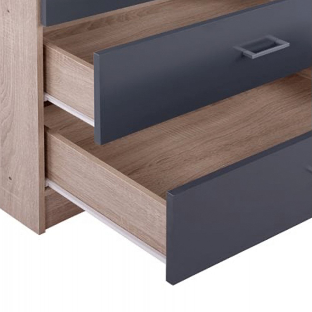 Ντουλάπα "REINA" τετράφυλλη με συρτάρια σε χρώμα σονόμα/γκρι 160x42x180