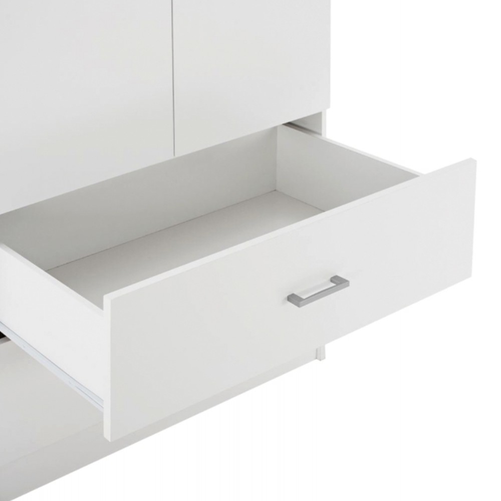 Ντουλάπα "REINA" τετράφυλλη με συρτάρια σε χρώμα λευκό 160x42x180