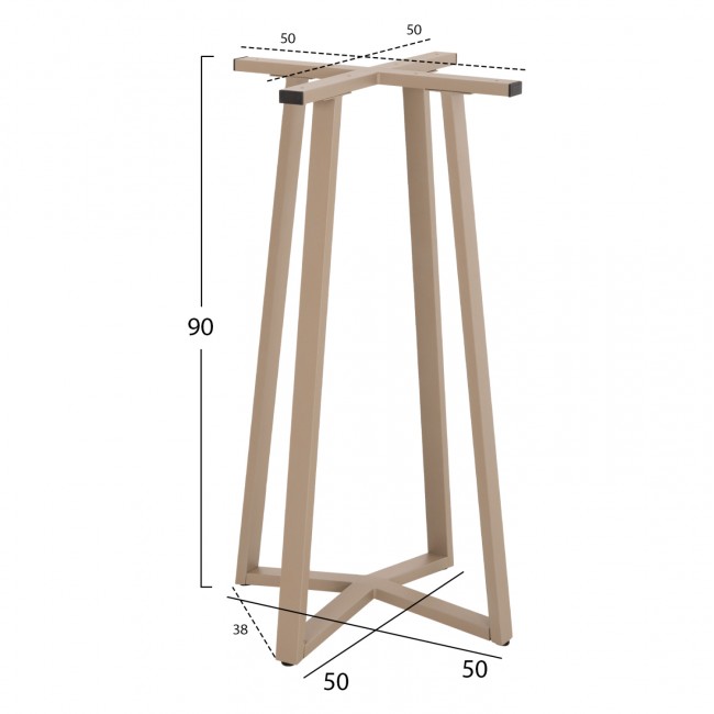 Βάση τραπεζιού μπαρ μεσαίου ύψους από μέταλλο σε χρώμα καπουτσίνο 50x50x90