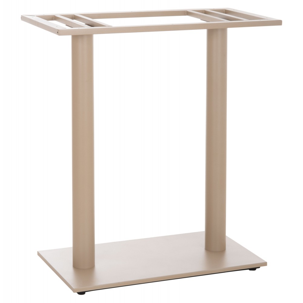 Βάση τραπεζιού μπαρ δίστηλη μεσαίου ύψους από μέταλλο σε χρώμα καπουτσίνο ματ 80x40x90