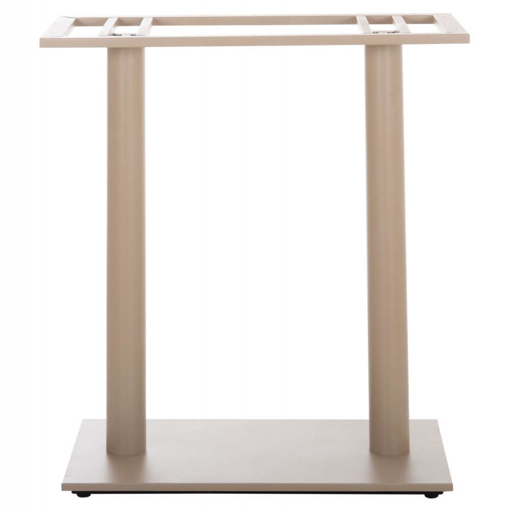 Βάση τραπεζιού μπαρ δίστηλη μεσαίου ύψους από μέταλλο σε χρώμα καπουτσίνο ματ 80x40x90