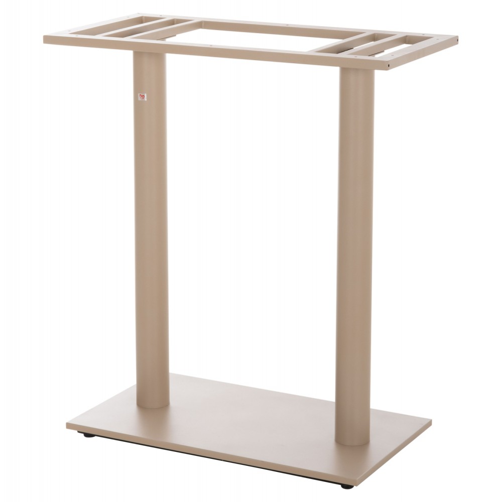Βάση τραπεζιού μπαρ δίστηλη μεσαίου ύψους από μέταλλο σε χρώμα καπουτσίνο ματ 80x40x90
