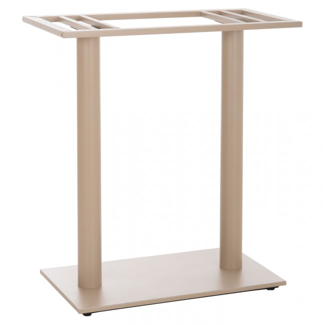 Βάση τραπεζιού μπαρ δίστηλη μεσαίου ύψους από μέταλλο σε χρώμα καπουτσίνο ματ 80x40x90