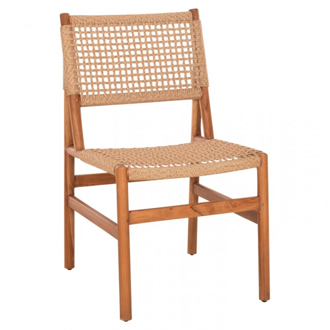 Καρέκλα "DINIZ" από ξύλο/σχοινί σε χρώμα φυσικό 48x60x84