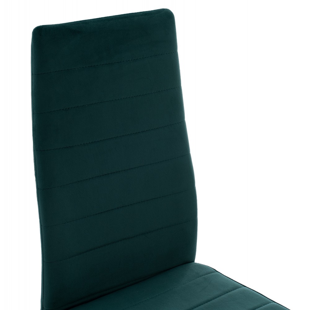 Σετ τραπεζαρίας "RAVEN" 5 τμχ από βελούδο/κεραμικό σε χρώμα κυπαρισσί/λευκό μαρμάρου 120x70x73