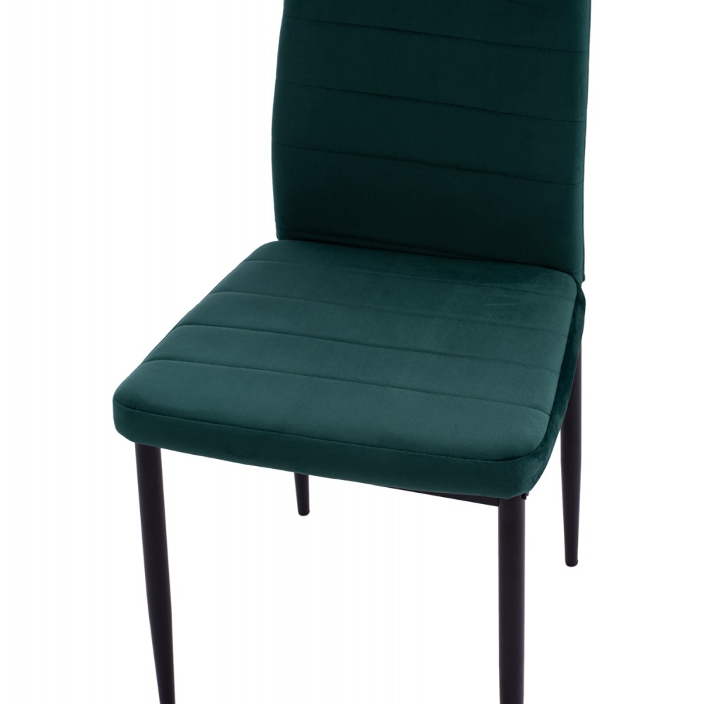 Σετ τραπεζαρίας "RAVEN" 5 τμχ από βελούδο/κεραμικό σε χρώμα κυπαρισσί/λευκό μαρμάρου 120x70x73