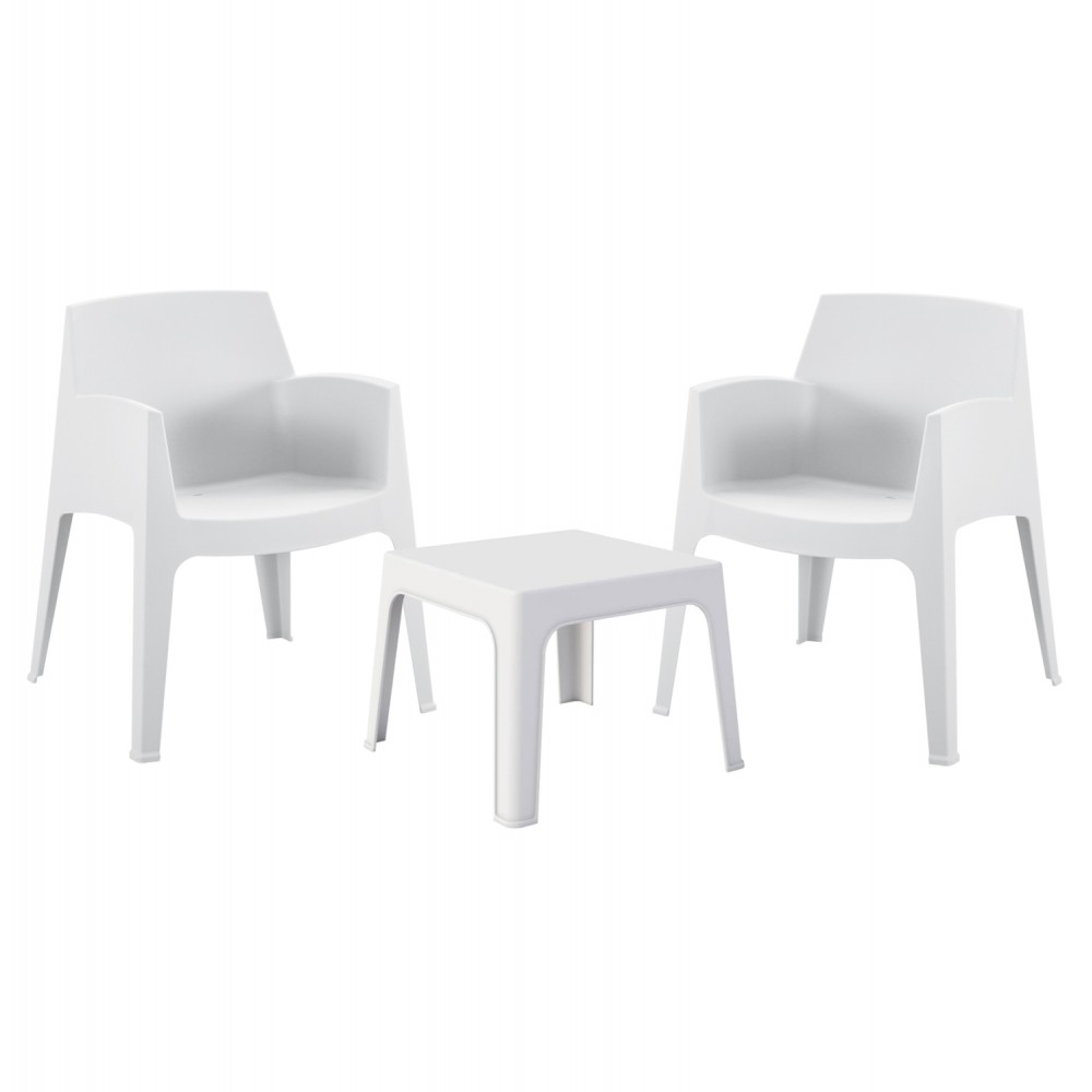 Σετ lounge "SLEEK" από πολυπροπυλένιο σε χρώμα λευκό 49.5x49.5x40
