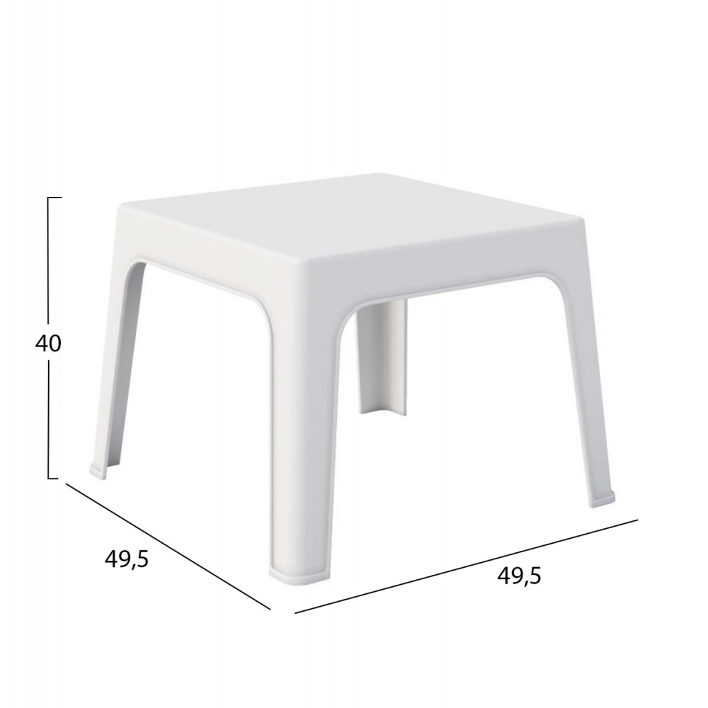 Σετ lounge "SLEEK" από πολυπροπυλένιο σε χρώμα λευκό 49.5x49.5x40