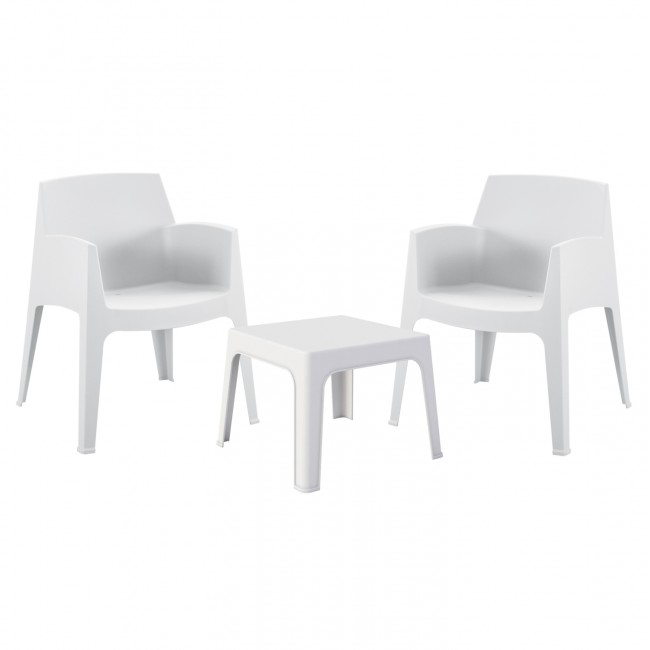 Σετ lounge "SLEEK" από πολυπροπυλένιο σε χρώμα λευκό 49.5x49.5x40