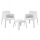 Σετ lounge "SLEEK" από πολυπροπυλένιο σε χρώμα λευκό 49.5x49.5x40