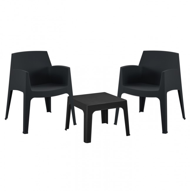 Σετ lounge "SLEEK" από πολυπροπυλένιο σε χρώμα μαύρο 49.5x49.5x40