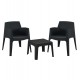Σετ lounge "SLEEK" από πολυπροπυλένιο σε χρώμα μαύρο 49.5x49.5x40