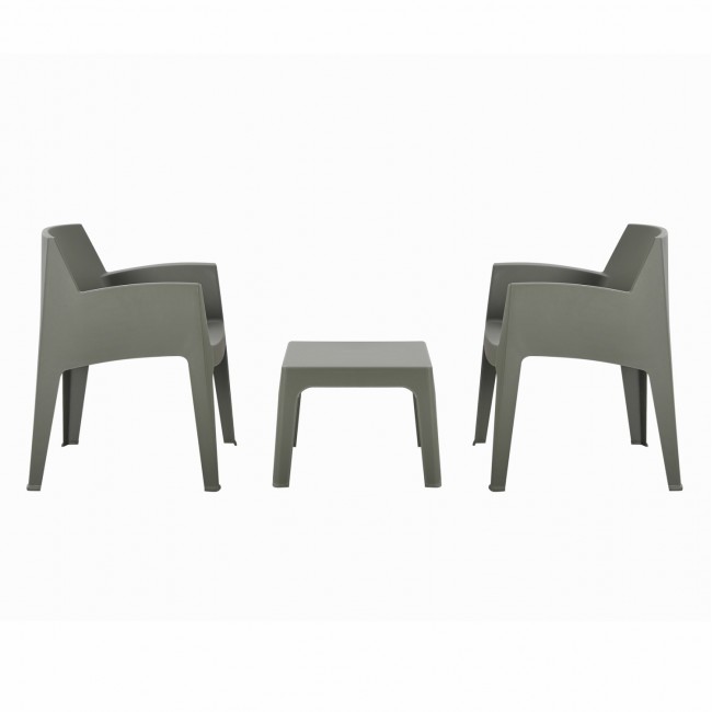 Σετ lounge "SLEEK" από πολυπροπυλένιο σε χρώμα σκούρο λαδί 49.5x49.5x40