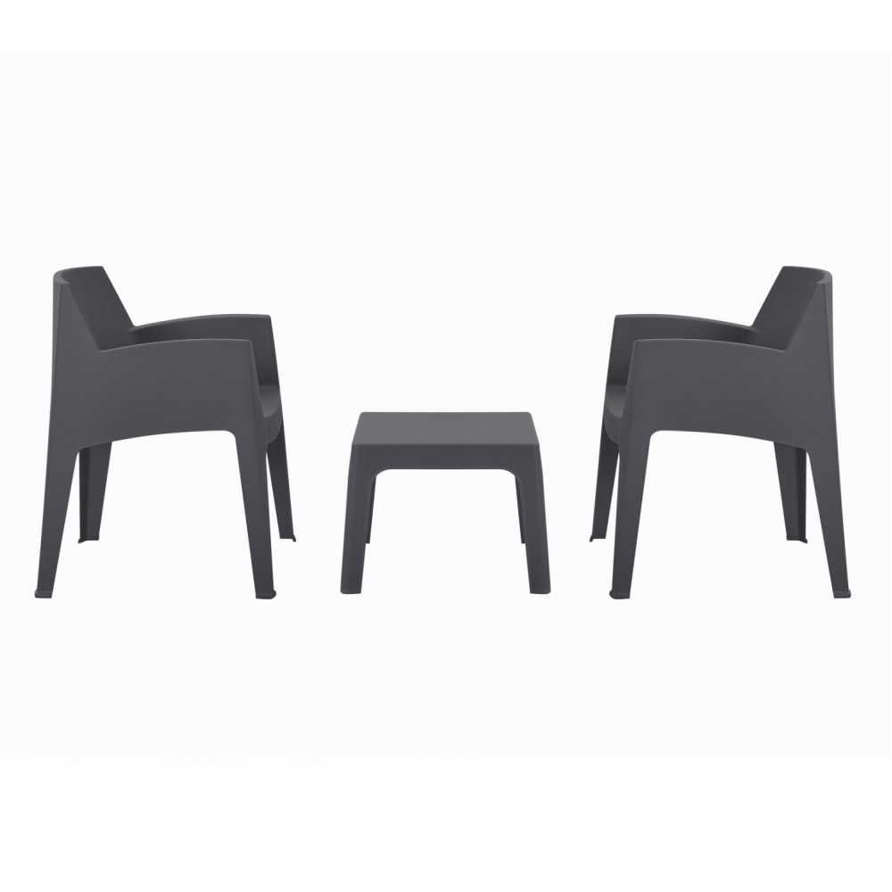 Σετ lounge "SLEEK" από πολυπροπυλένιο σε χρώμα γκρι 49.5x49.5x40