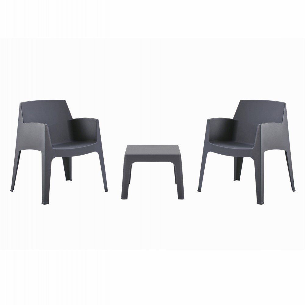 Σετ lounge "SLEEK" από πολυπροπυλένιο σε χρώμα γκρι 49.5x49.5x40