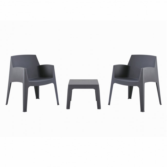 Σετ lounge "SLEEK" από πολυπροπυλένιο σε χρώμα γκρι 49.5x49.5x40
